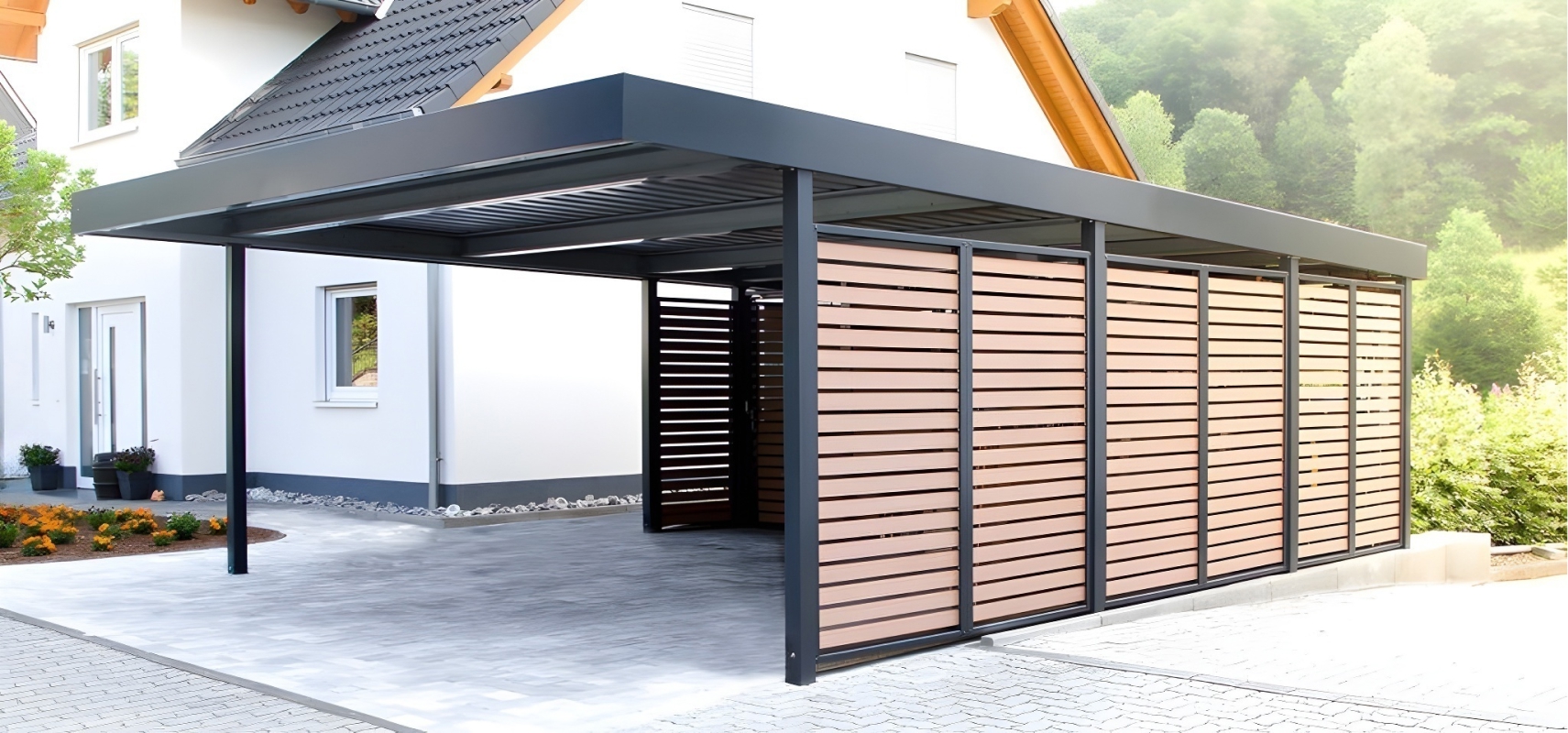 Полузакрытый навес с крышей из поликарбоната Навес для бассейна из поликарбоната