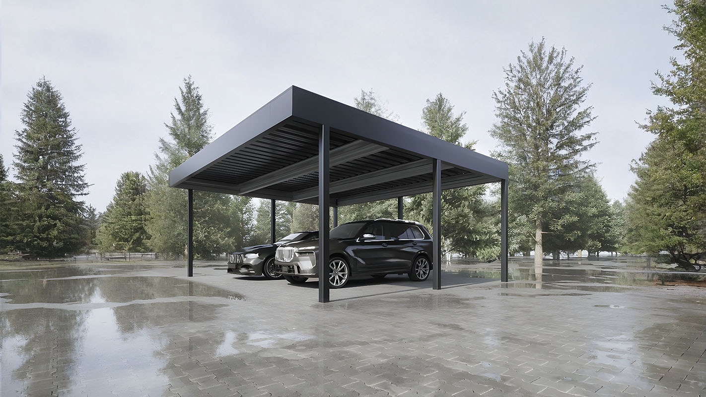 Двускатный автонавес для дачи